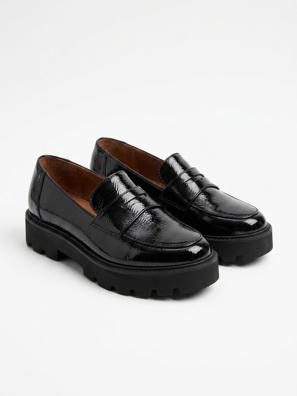 Franco Sarto Chunky Patent Loafers – Black, Size 8